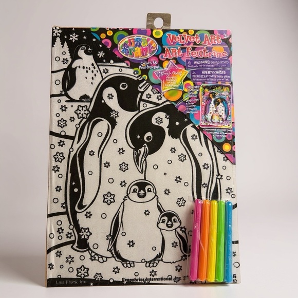 NEW Lisa Frank Penguins Velvet Art Drawing Picture - Picture 1 of 4